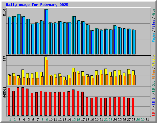 Daily usage for February 2025