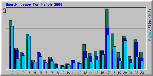 Hourly usage for March 2008